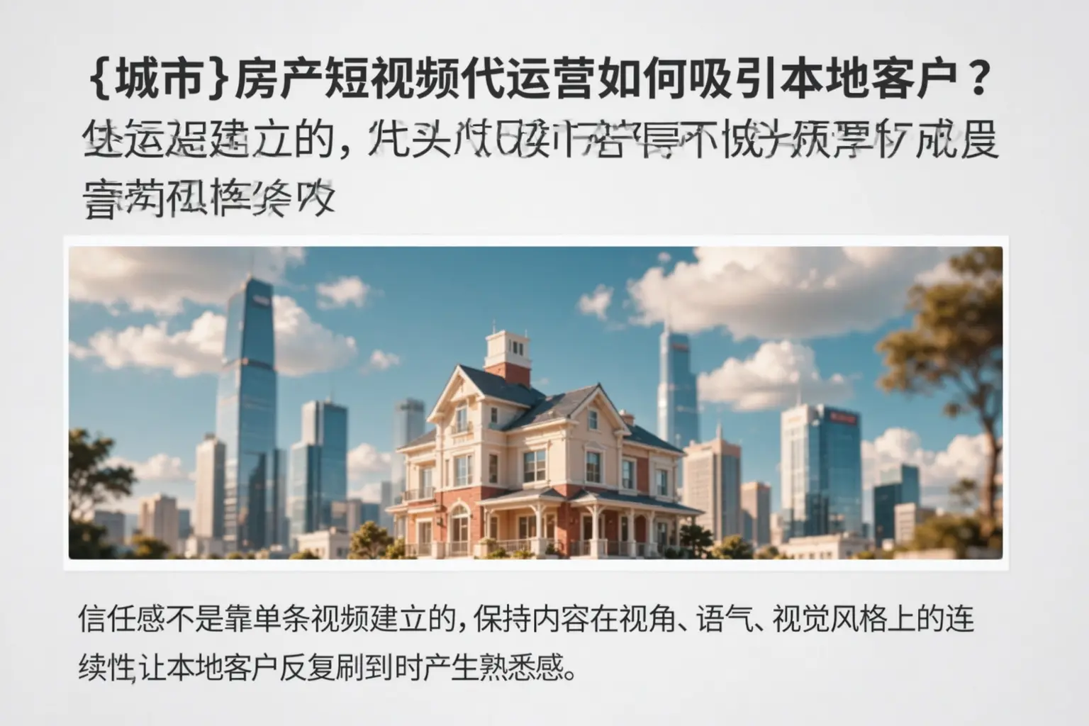 玉林房产短视频代运营如何吸引本地客户？