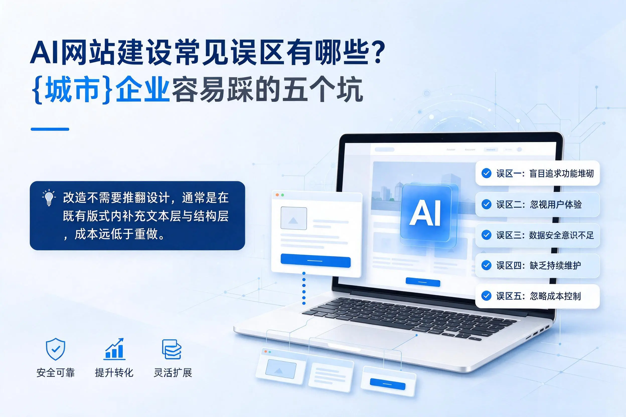 AI网站建设常见误区有哪些?玉林企业容易踩的五个坑