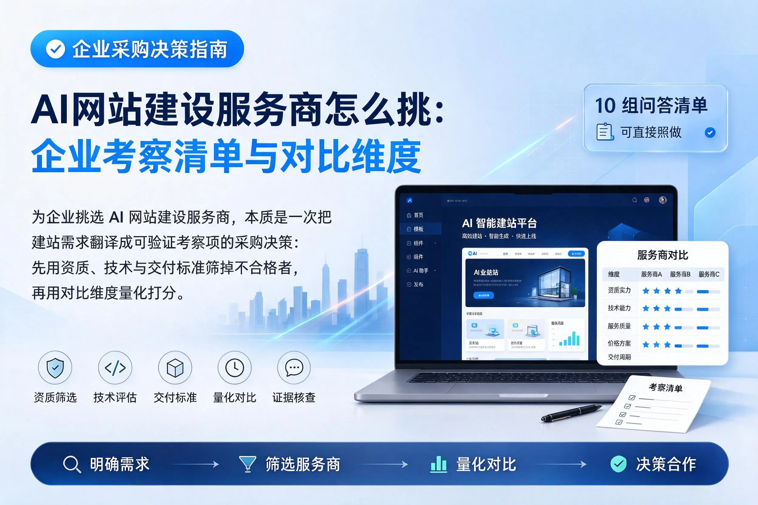 AI网站建设服务商怎么挑:玉林企业考察清单与对比维度
