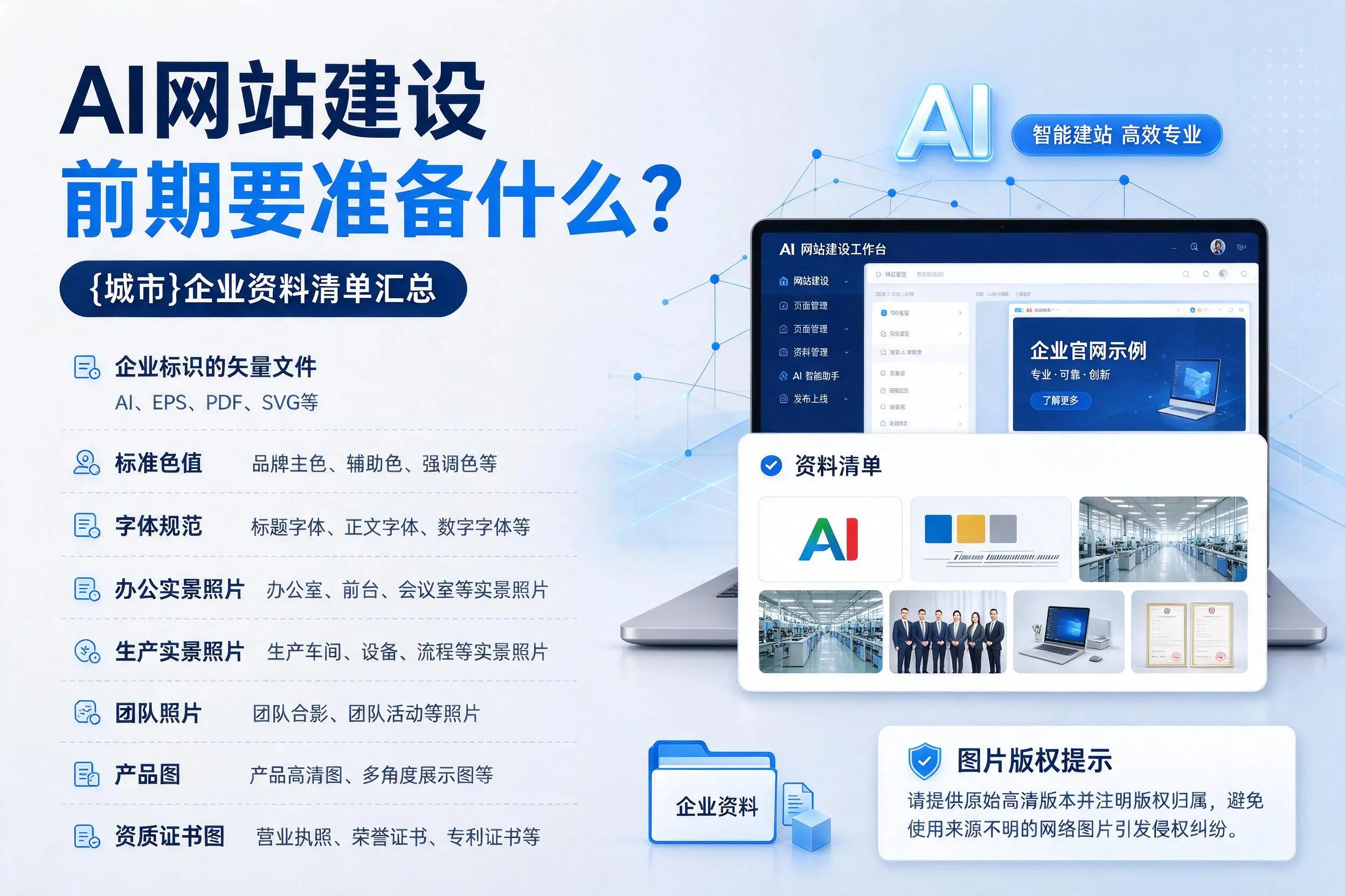 AI网站建设前期要准备什么？玉林企业资料清单汇总