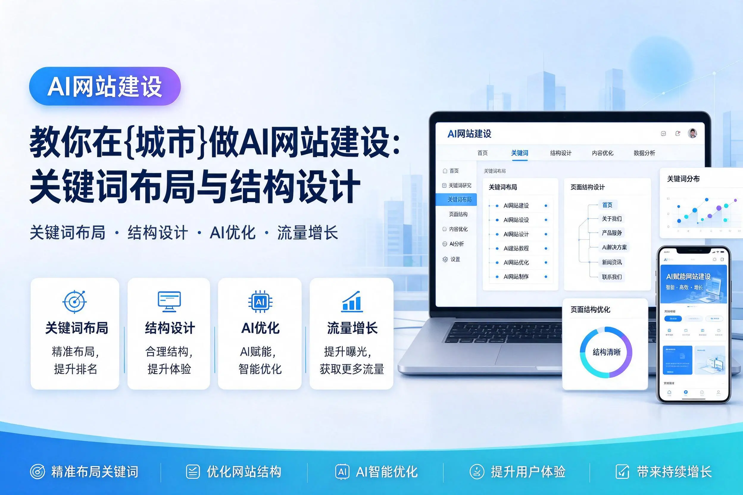 教你在玉林做AI网站建设:关键词布局与结构设计